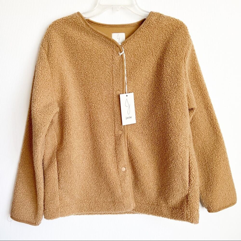 Joie Teddy Sherpa Snap Front Shacket Jacket Tan Size Small